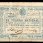 PARAGUAY - Tesoro Nacional, 3 Pesos (1865) Pick 23 TB / Fine