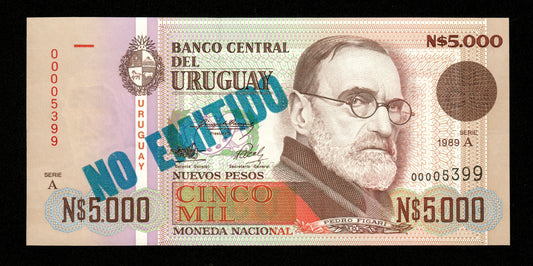 URUGUAY - 5000 Nuevos Pesos 1989 NO EMITIDO Pick 68A NEUF / UNC
