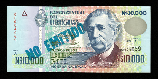 URUGUAY - 10000 Nuevos Pesos 1989 NO EMITIDO Pick 68B NEUF / UNC