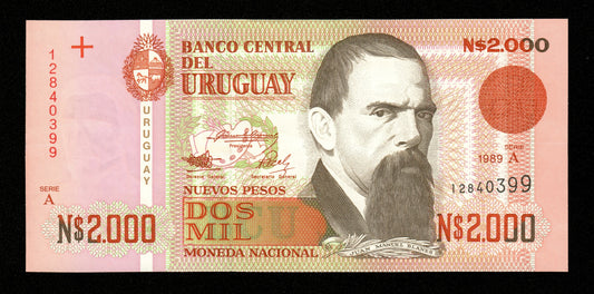 URUGUAY - 2000 Nuevos Pesos 1989 Pick 68a pr.NEUF / UNC-