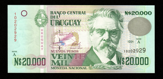 URUGUAY - 20000 Nuevos Pesos 1991 Pick 69b NEUF / UNC