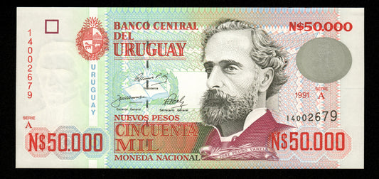 URUGUAY - 50000 Nuevos Pesos 1991 Pick 70b NEUF / UNC