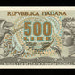 ITALIE - ITALY - 500 Lire 1966 Pick 93a pr.SPL / AU-
