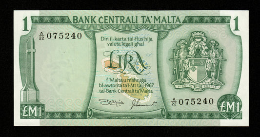 MALTE - MALTA - 1 Lira 1967 (1973) Pick 31d SPL / AU