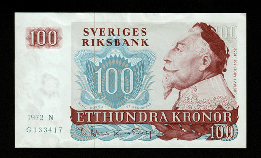 SUÈDE - SWEDEN - 100 Kronor 1972 Pick 54b SUP / XF