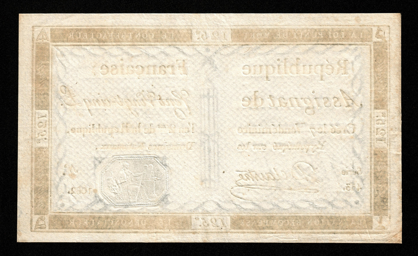 FRANCE - Assignat, 125 Livres 1793 (7 Vendémiaire an 2) Ass.44a Sign. Delaistre Pick A74 SUP / XF