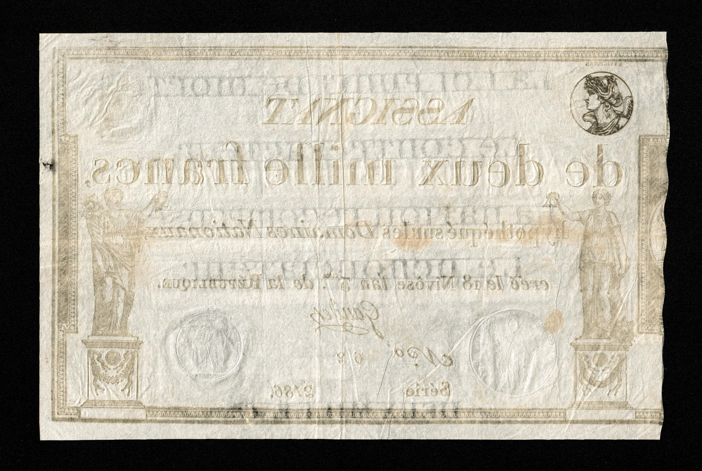 FRANCE - Assignat, 2000 Francs 1795 (18 Nivôse an 3) Ass.51a Pick A81 Sign. Gaudet TTB / VF