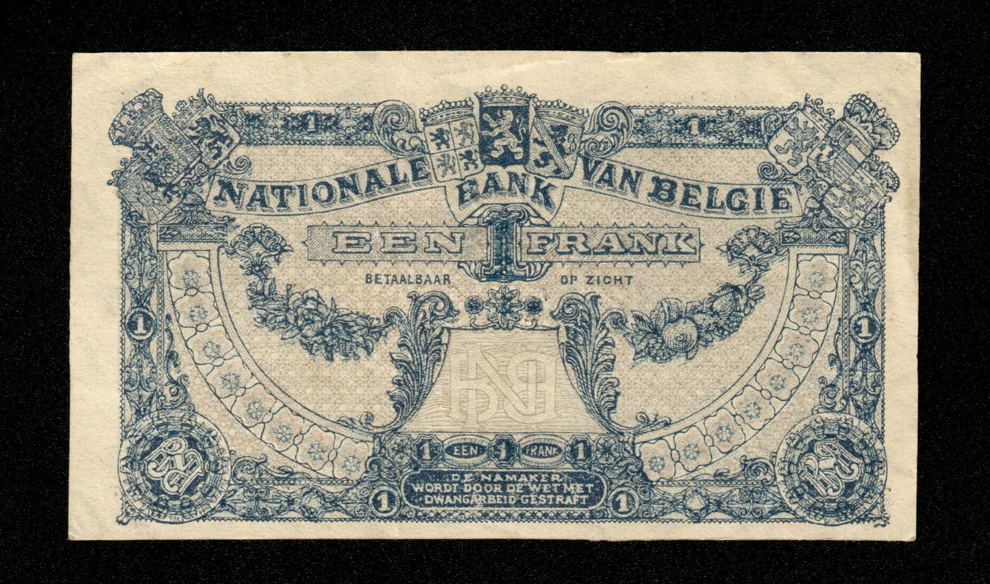 BELGIQUE - BELGIUM - 1 Franc 1920 Pick 92 TTB+ / VF+