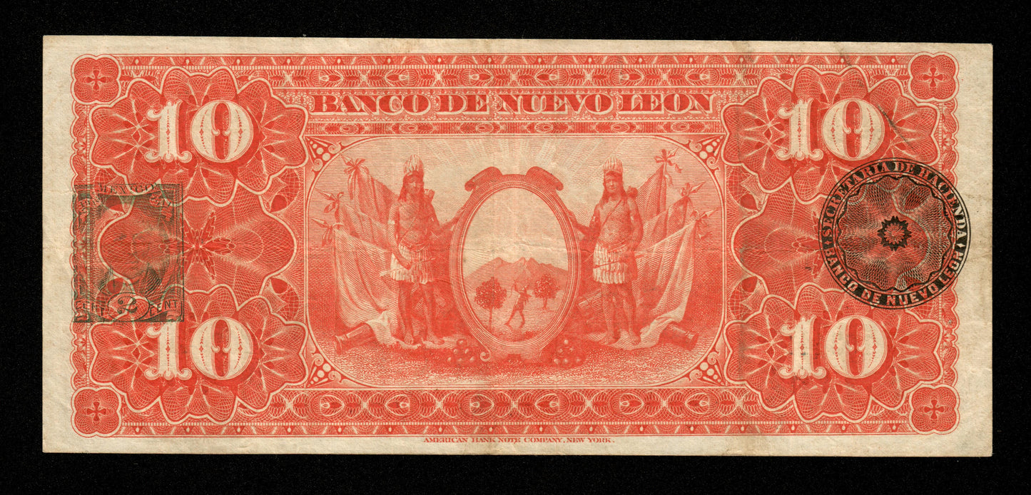 MEXIQUE - Banco de Nuevo Leon, 10 Pesos 1911 Pick S361b TTB / VF