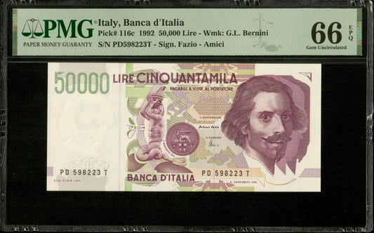 ITALIE - ITALY - 50000 Lire 1992 Pick 116c Fazio & Amici PMG Gem Unc 66 EPQ
