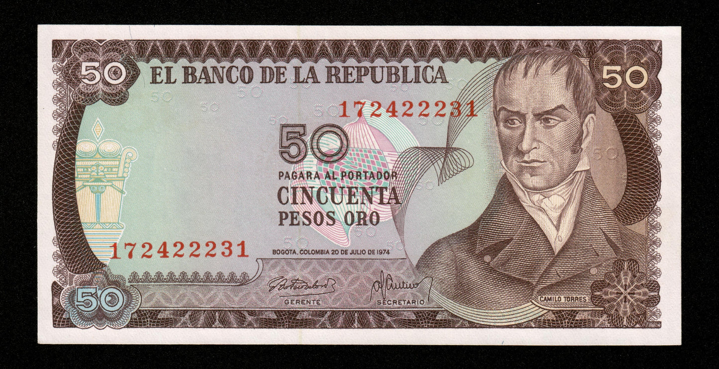 COLOMBIE - 50 Pesos Oro 1974 Pick 414 NEUF / UNC
