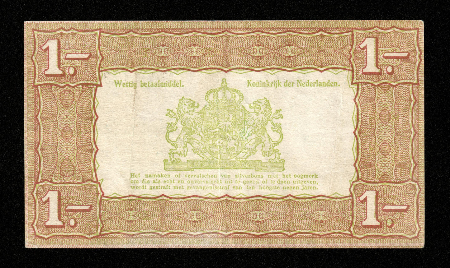 PAYS-BAS - 1 Gulden 1938 Zilverbon Pick 61 TTB / VF NETHERLANDS