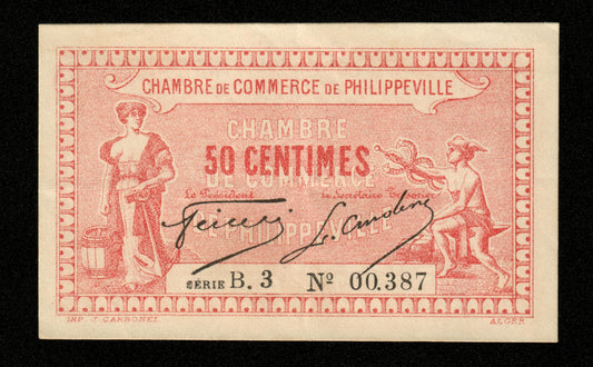 ALGÉRIE - ALGERIA - Chambre de Commerce Philippeville, 50 Centimes 1917 JP.142.08 SUP / XF