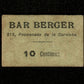 FRANCE - Nécessité, Ticket de Consommation, Publicité, Bar Berger, Marseille 10 Centimes (1916)