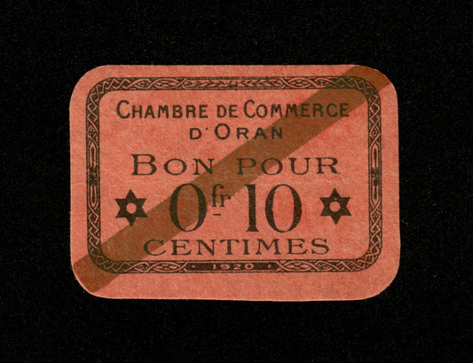 ALGÉRIE - ALGERIA - Chambre de Commerce Oran, 10 Centimes 1920 JP.141.57 NEUF / UNC