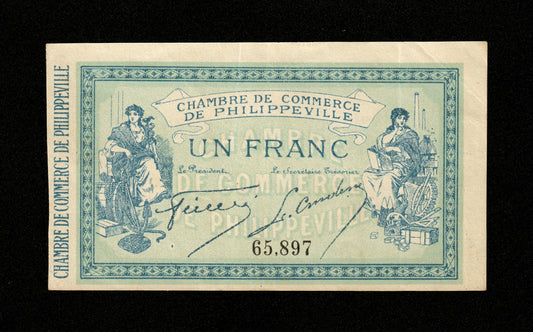 ALGÉRIE - ALGERIA - Chambre de Commerce Philippeville, 1 Franc 1914 JP.142.02 TTB+ / VF+
