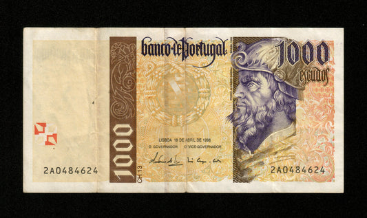 PORTUGAL - 1000 Escudos 1996 Pick 188a TTB / VF