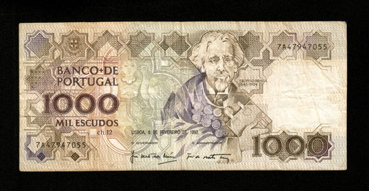 PORTUGAL - 1000 Escudos 1992 Pick 181i TTB / VF
