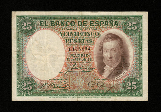 ESPAGNE - SPAIN - 25 Pesetas 1931 Pick 81 TTB / VF