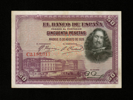 ESPAGNE - SPAIN - 50 Pesetas 1928 Pick 75b TTB / VF