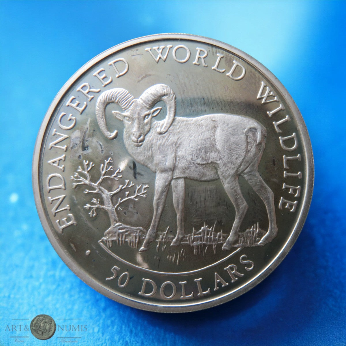 ILES COOK - COOK ISLANDS - 50 Dollars Proof  Bighorn Sheep 1990 KM.56