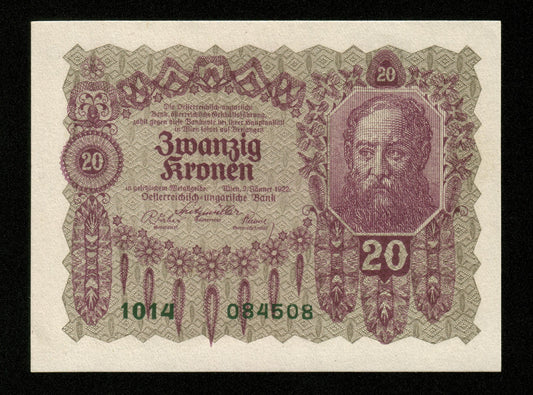 AUTRICHE - AUSTRIA - 20 Kronen 1922 Pick 76 NEUF / UNC