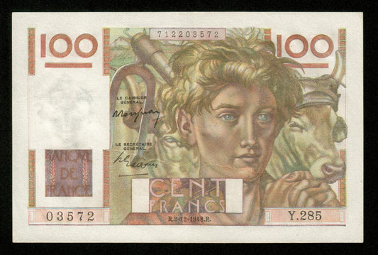 FRANCE - 100 Francs Jeune Paysan 1948 F.28.20 Pick 128b SPL / AU