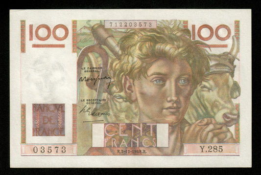 FRANCE - 100 Francs Jeune Paysan 1948 F.28.20 Pick 128b SPL / AU