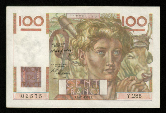FRANCE - 100 Francs Jeune Paysan 1948 F.28.20 Pick 128b pr.SPL / AU-
