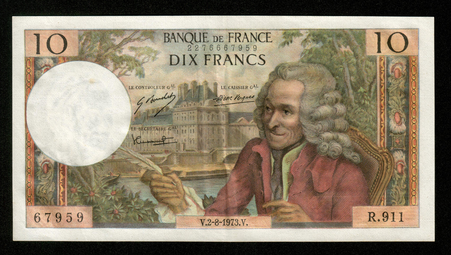 FRANCE - 10 Francs Voltaire 1973 F.62.63 Pick 147b SUP / XF