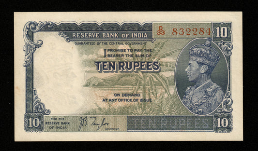 INDE - Reserve Bank of India - 10 Rupees (1937) Taylor Pick 19a SUP / XF