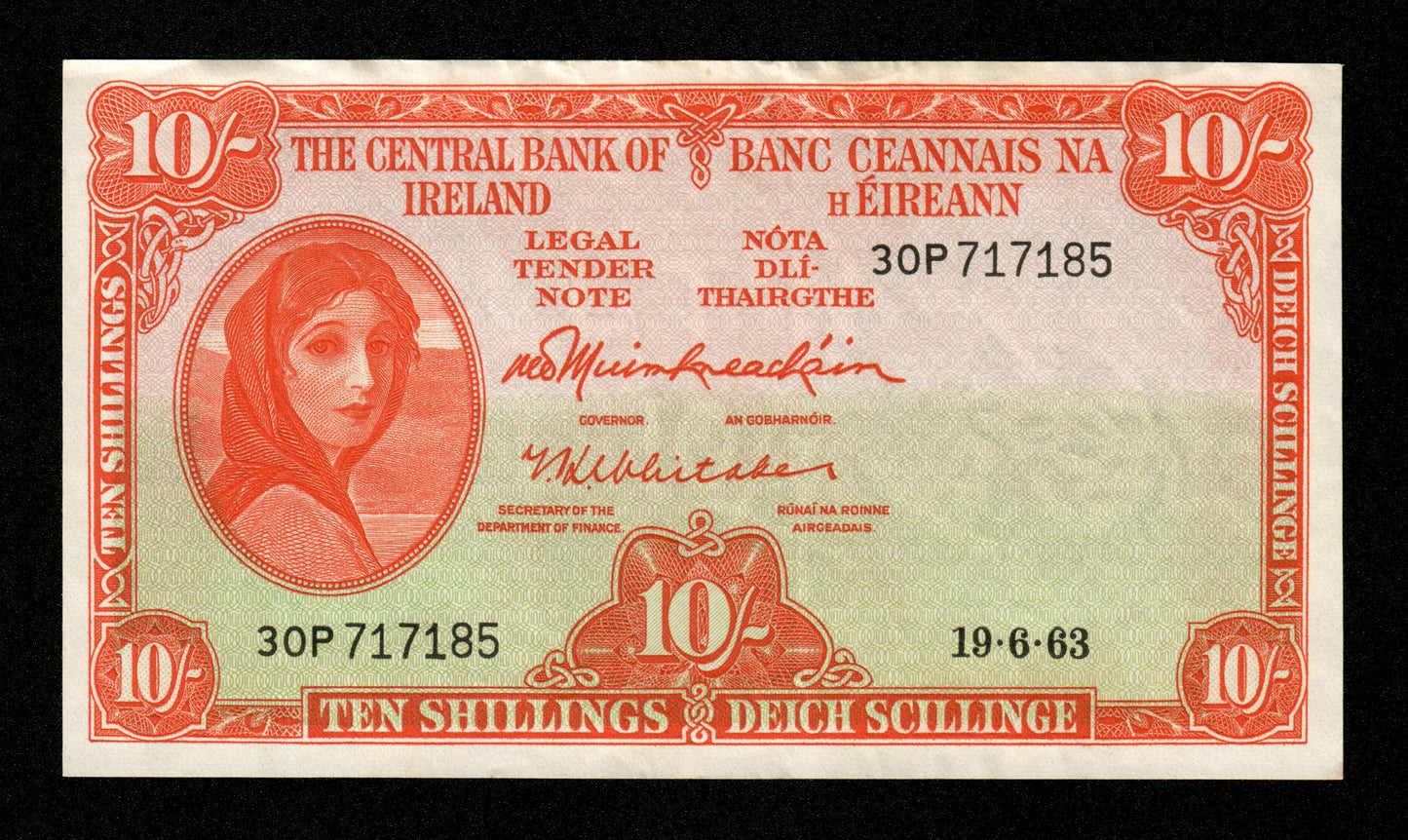 IRLANDE - Central Bank of Ireland, 10 Shillings 1963 Pick 63a TTB / VF