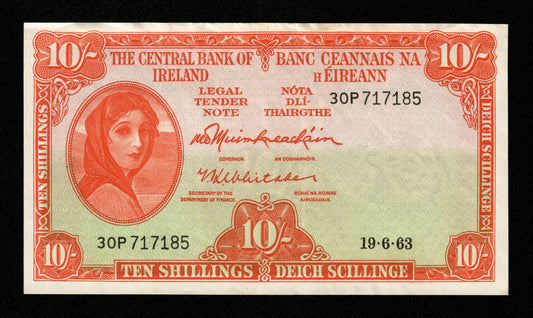 IRLANDE - Central Bank of Ireland, 10 Shillings 1963 Pick 63a TTB / VF