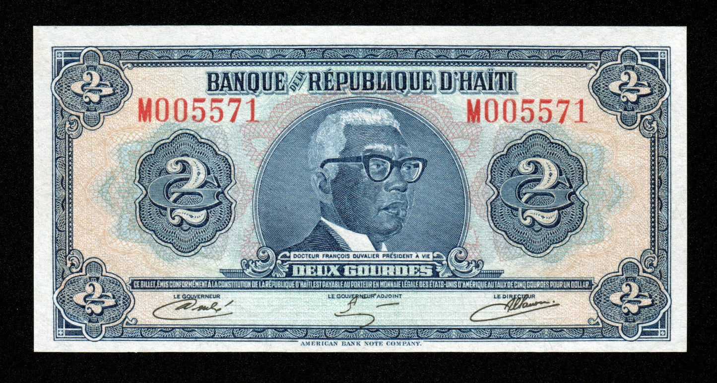 HAITI - Banque de la République d'Haïti, 2 Gourdes 1979 Pick 231A NEUF / UNC