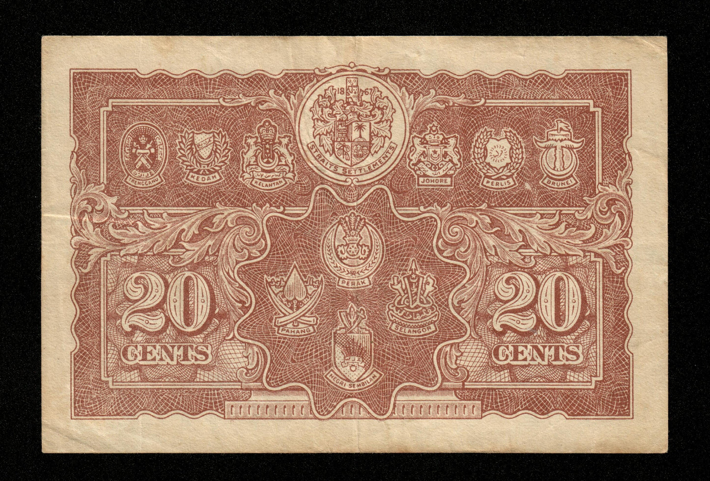 MALAYA - British Administration, 20 Cents 1941 Pick 9a TB+ / Fine+ King George VI