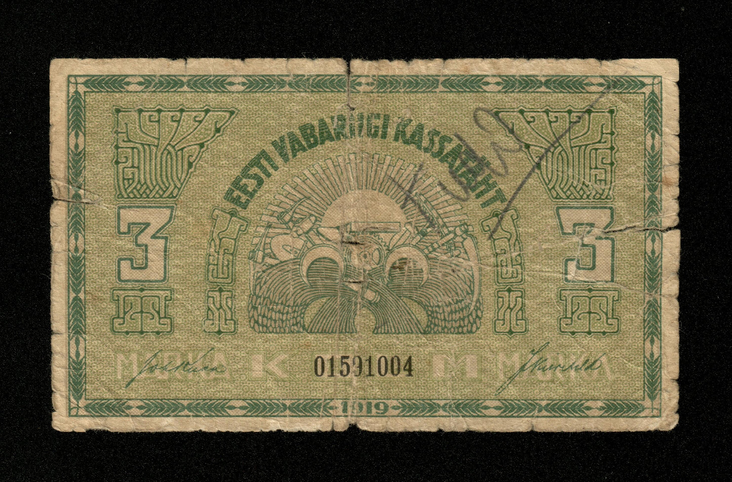 ESTONIE - ESTONIA - 3 Marka (1919) Pick 44 B / Good