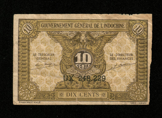 INDOCHINE - FRENCH INDOCHINA - 10 Cents (1942) Pick 89a TB / Fine