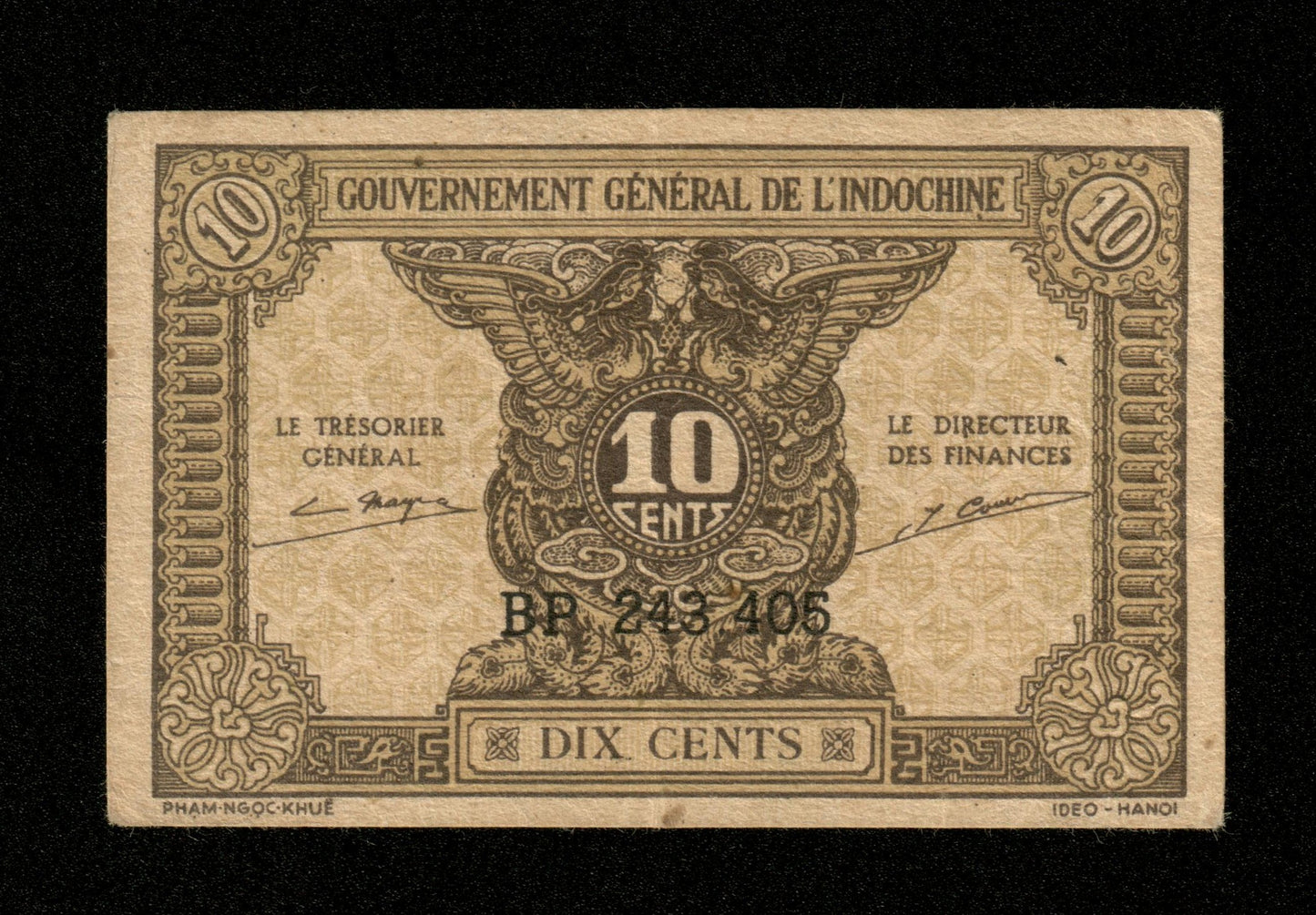 INDOCHINE - FRENCH INDOCHINA - 10 Cents (1942) Pick 89a TTB+ / VF+