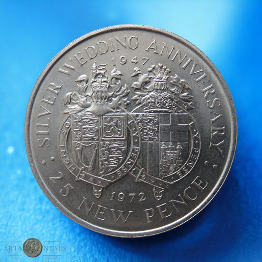 GIBRALTAR - 25 Pence Noces d'argent 1972 KM.6