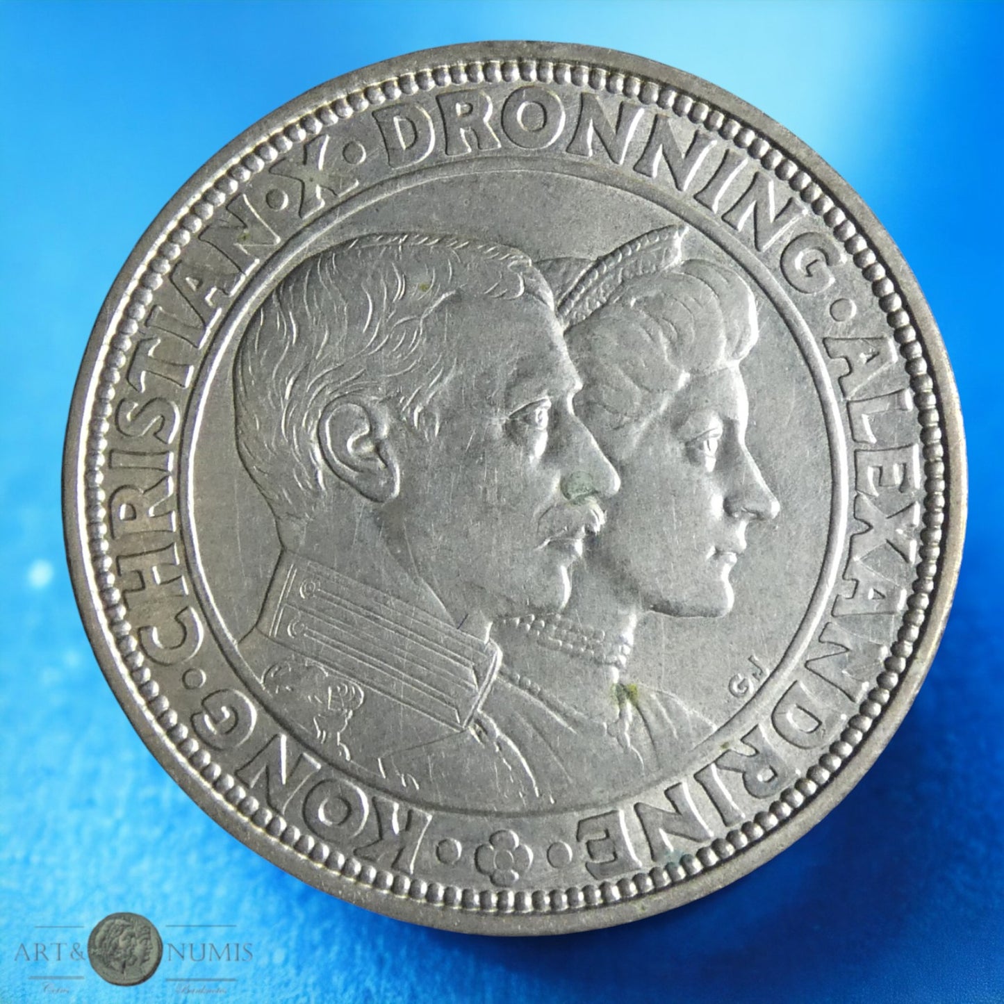 DANEMARK - DENMARK - 2 Kroner 1923 Mariage d'argent KM.821