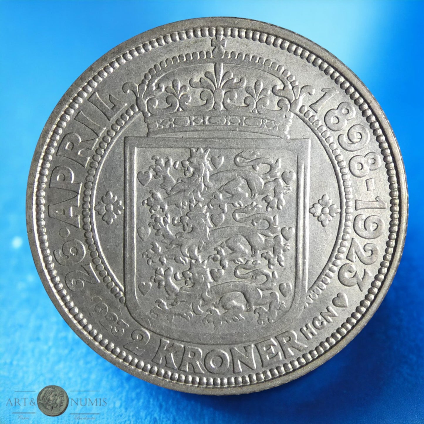 DANEMARK - DENMARK - 2 Kroner 1923 Mariage d'argent KM.821