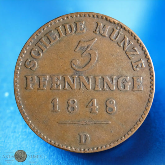 ALLEMAGNE - PRUSSE - 3 Pfennige 1848 D AKS.91