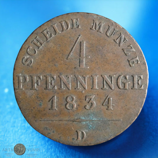 ALLEMAGNE - PRUSSE - 4 Pfenninge 1834 D AKS.32