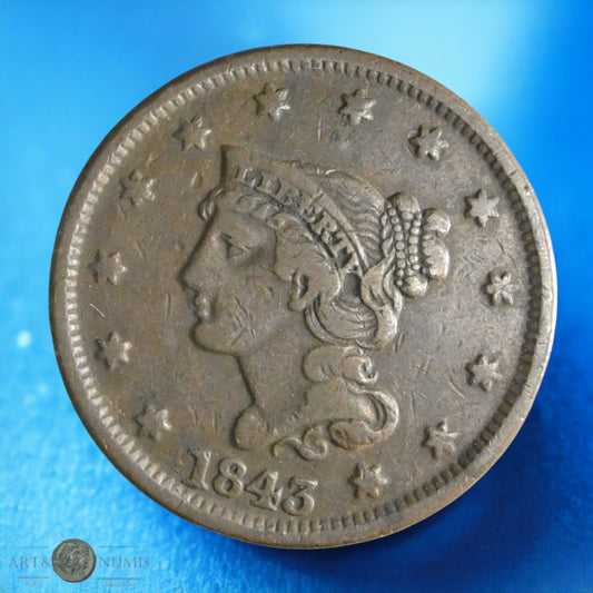 USA - 1 Cent "Braided hair" 1843 KM.67