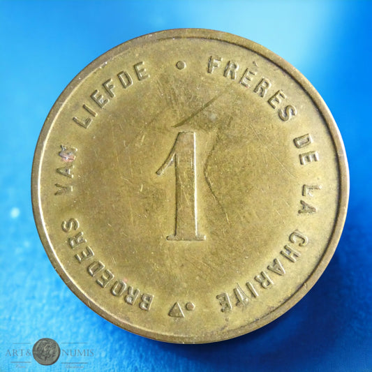 BELGIQUE - Jeton - Token - 1 Franc "Frères de la charité", Laiton