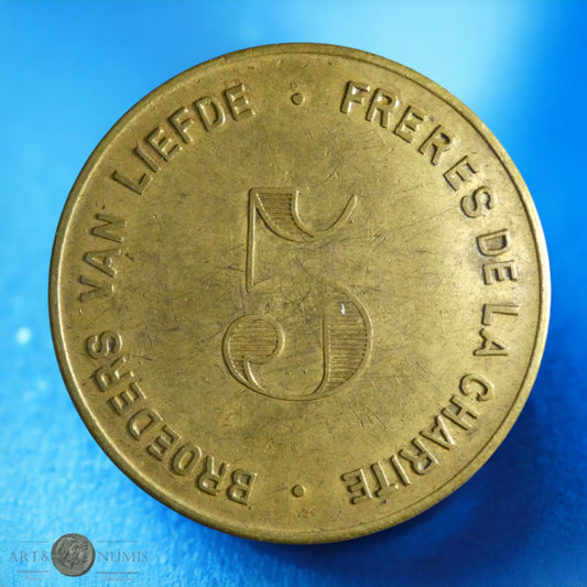 BELGIQUE - Jeton - Token - 5 Francs "Frères de la charité", Laiton