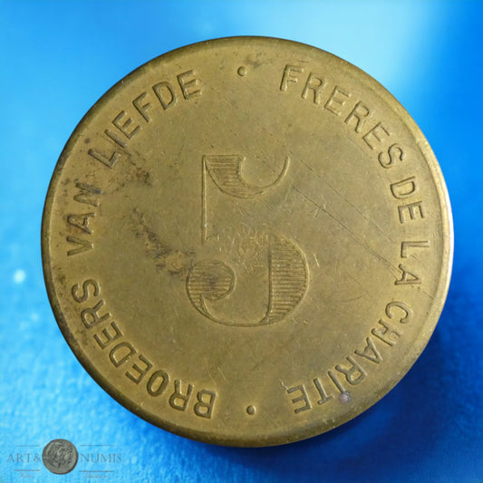 BELGIQUE - Jeton - Token - 5 Francs "Frères de la charité", Laiton