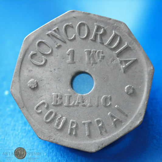 BELGIQUE - Jeton - Token - 1 Kg de blanc Courtrai Concordia, Zinc