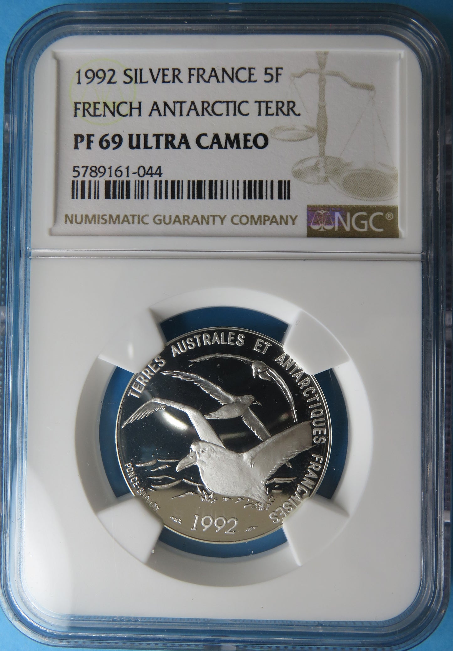 FRANCE - 5 Francs BE Terres Australes et Antarctiques 1992 G.C32 NGC PF69 ULTRA CAMEO TOP POP