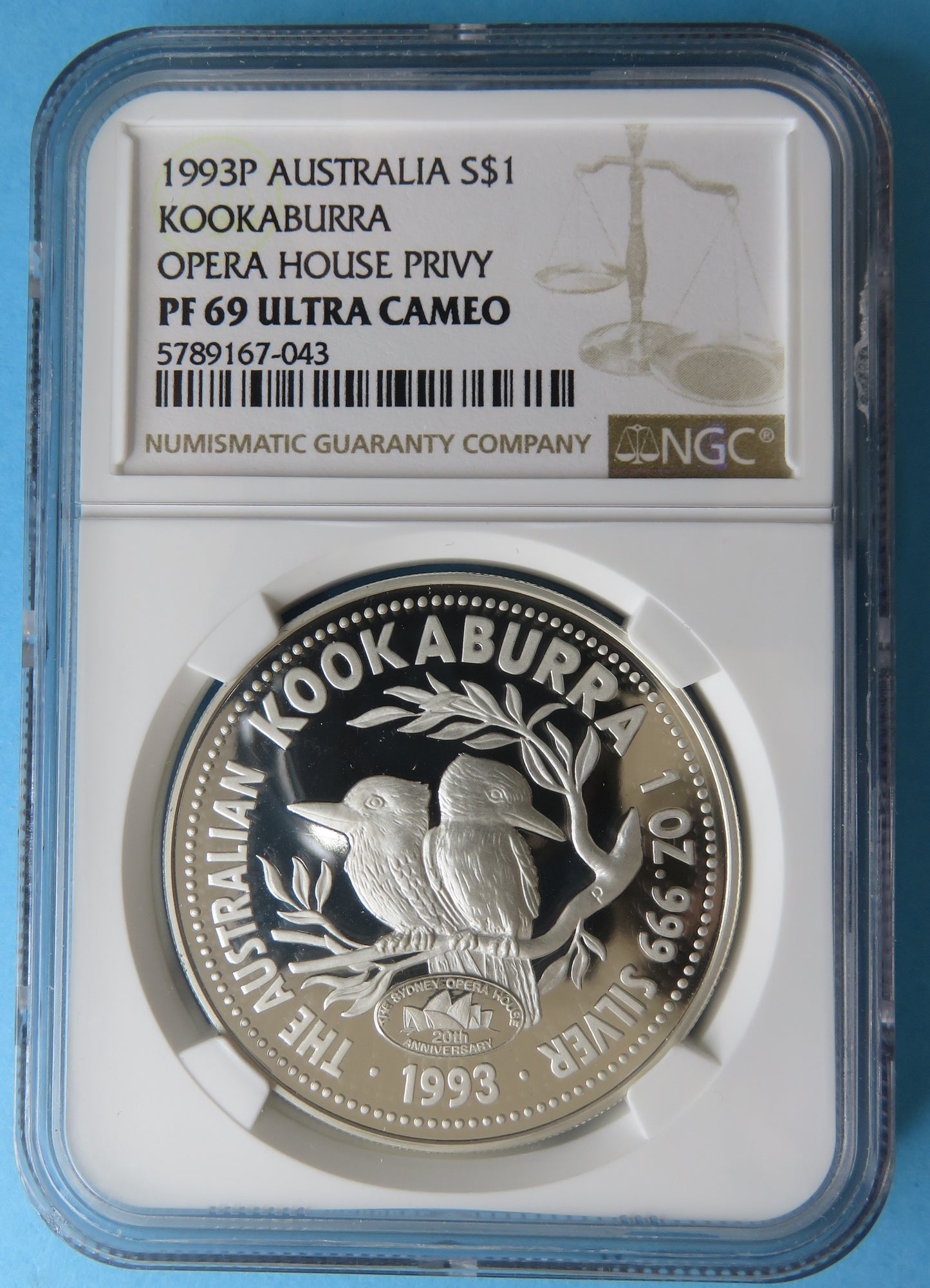 AUSTRALIE - AUSTRALIA - 1 Dollar Proof Kookaburra Sydney Opera House Privy 1993 NGC PF69 ULTRA CAMEO KM.212.1